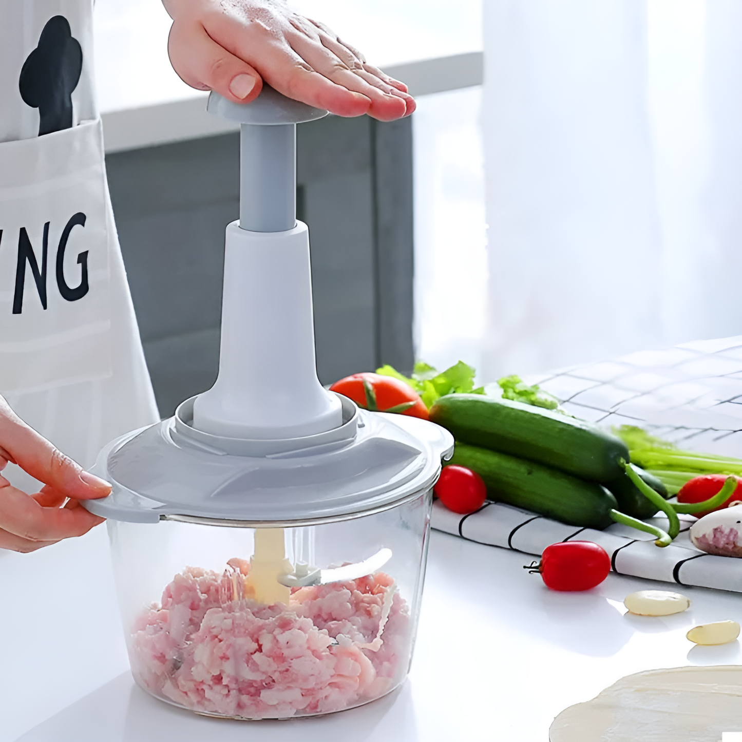 Manual Vegetable Chopper – 1500mL | 3 Stainless Steel Blades